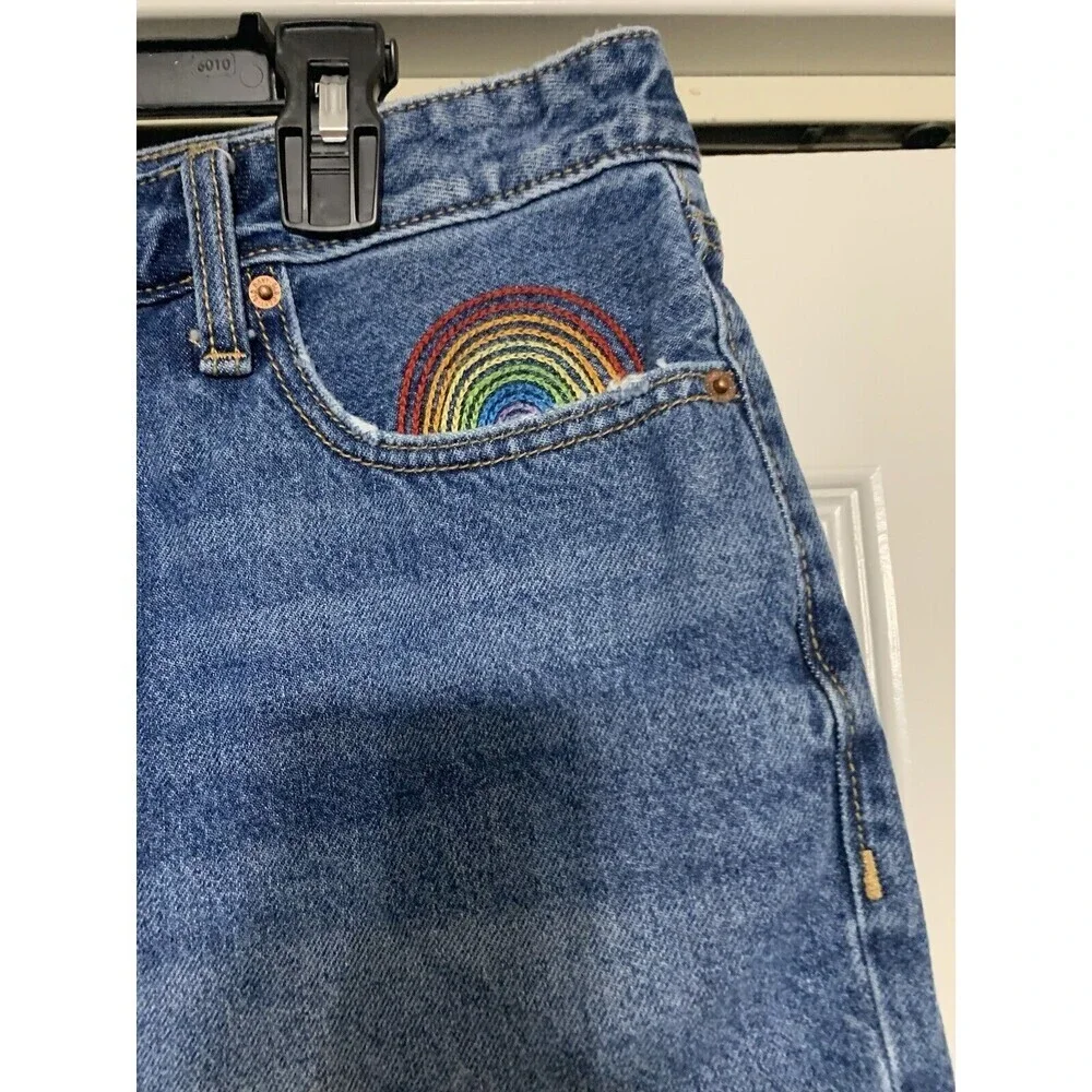 Old Navy Womens 12 O.G.‎ Short High Rise Rainbow Embellished Denim Jean Shorts